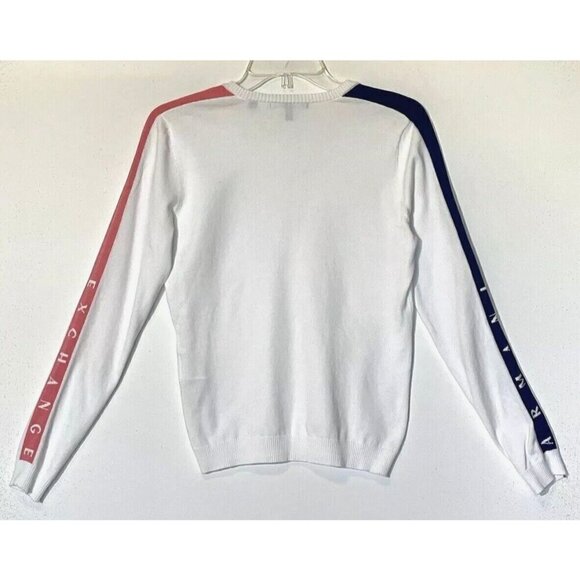 A/X Armani Exchange White Logo Long Sleeve V-Neck Sweater Pullover - Picture 2 of 8